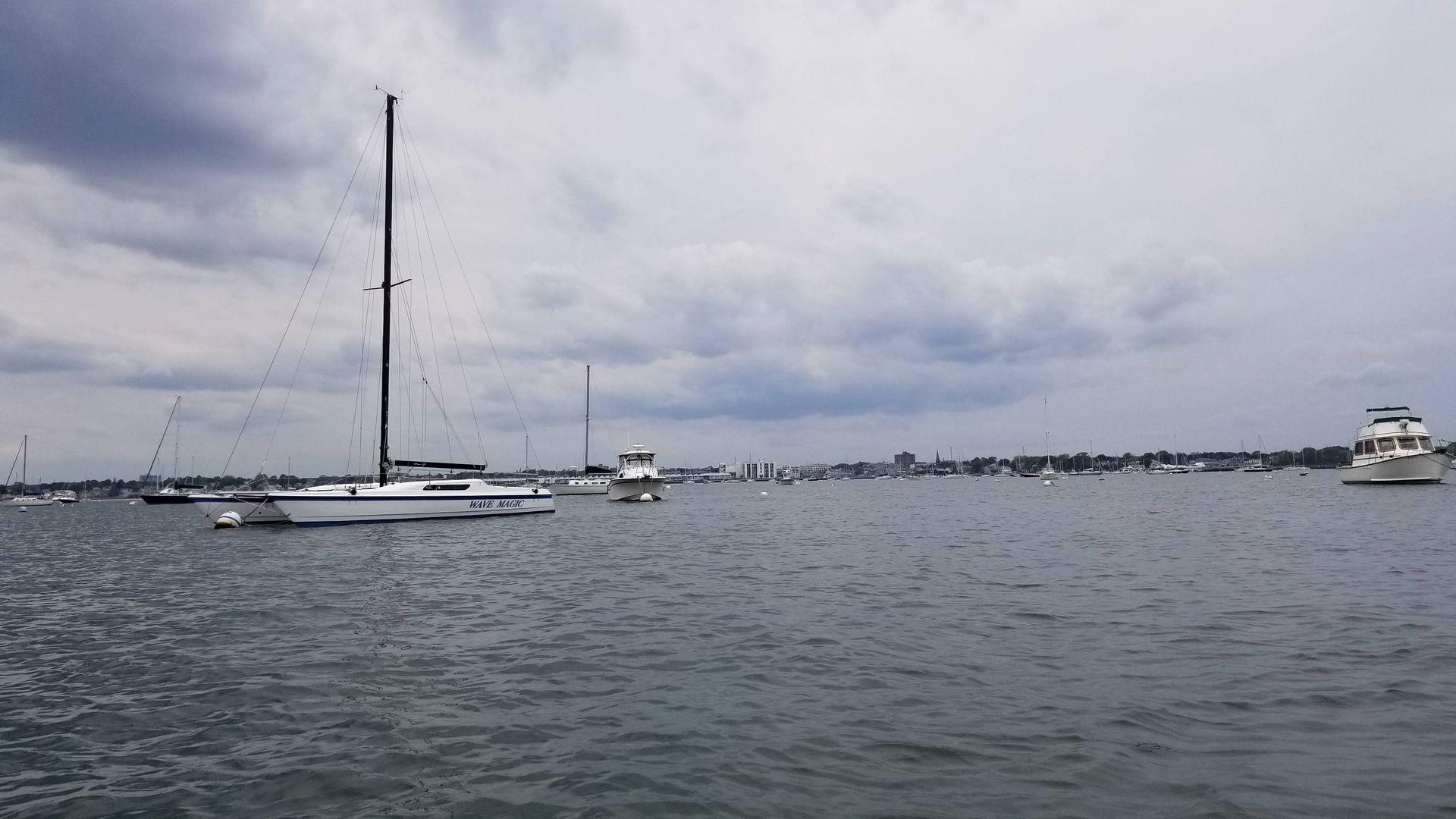 At mooring in Salem Harbor.