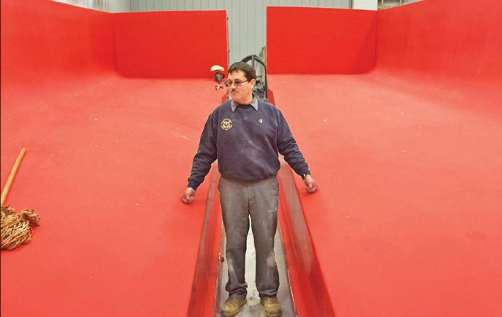 Stewart Workman, owner of SW Boatworks, specializes in building Downeast workboat hulls in solid fiberglass.
