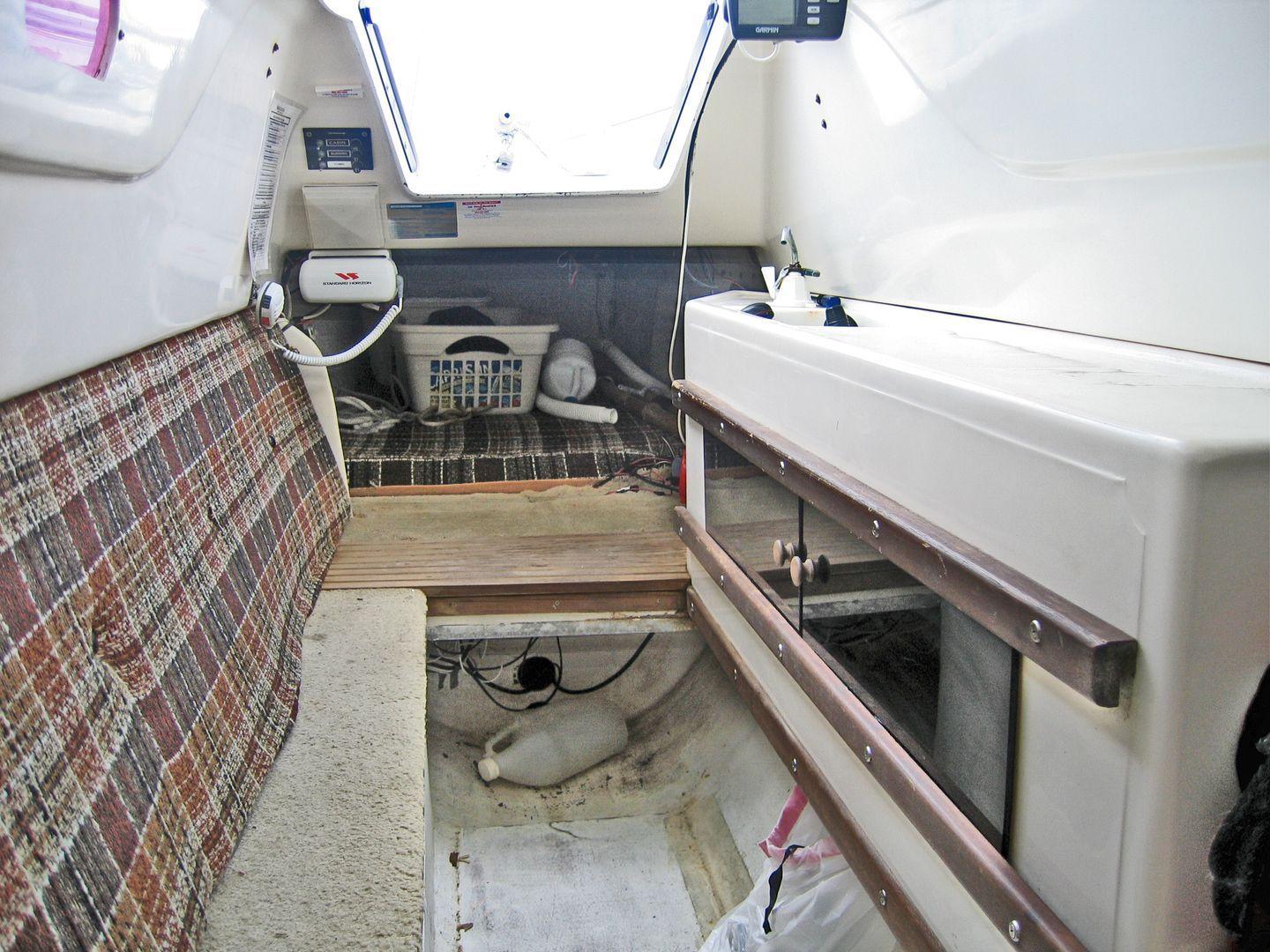 Looking aft in starboard hull