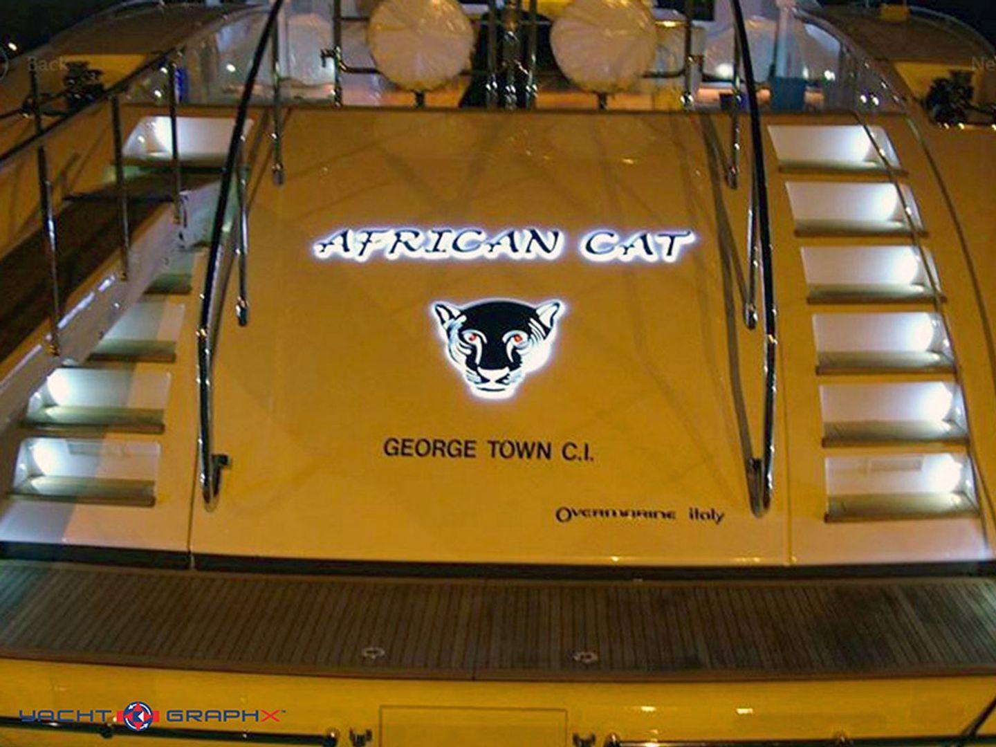 Yachtgraphx 3D Lettering Mangusta African Cat 130'